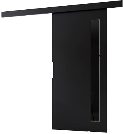 MINIO go for it - Schiebetür Komplettset CLEAN G, Schiebetüren, Wandmontage, Schiebetürsystem, Zimmertüren (Schwarz, 106x205 cm)