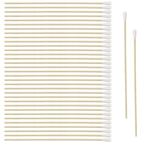 Bastoncillos de algodón, 400 unidades, mango largo de madera, soporte de algodón, 15 cm, para cámara, teclado, maquillaje, pulido y limpieza