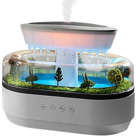 Raindrop Humidifier Diffuser, Trees Water Drip Humidifier, Cloud Rain Diffuser, Landscape Raindrop Aromatherapy Diffuser, Landscape Fragrance Machine With 7 Color Changing Lights