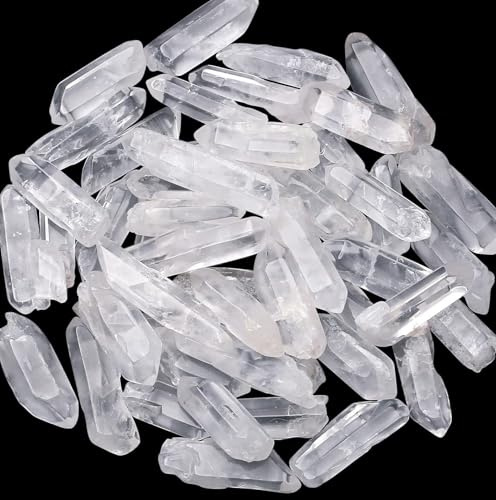 Sahoottie 100g Natürlicher Bergkristall Steine Spitzen Klarer Quarz Stab 2-4cm UnregelmäßIger Kristallstein Spitze Polierter Klare Spitze Heilsteine Reiki Stein für Balance Energie