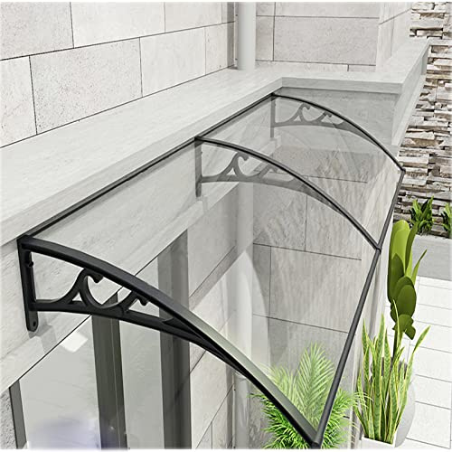 Tendone moderno per porta d'ingresso, in policarbonato trasparente, protezione UV, elegante riparo da esterni, per cortile/balcone/ingresso (78,7 x 119,4 cm) design con staffa curva durevole