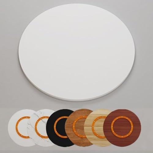 Grand plateau tournant en bois – Plateau de service rond de 50,8 cm à 101,6 cm pour table de salle à manger – Plaque en bois rotative pour la maison et la cuisine – Finition blanche élégante (50 cm)
