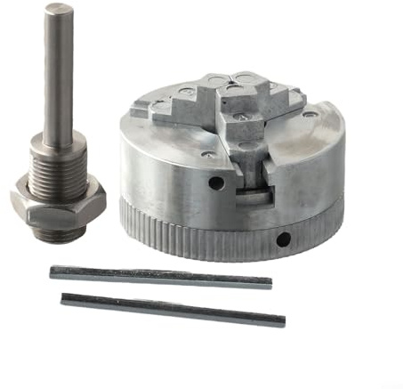 ComfyHarbor Z011 - Juego de portabrocas manual de metal de tres mandíbulas y cuatro mandíbulas con varilla de conexión para taladro eléctrico, aleación de zinc, plata, rosca de 12 x 1 mm (C)