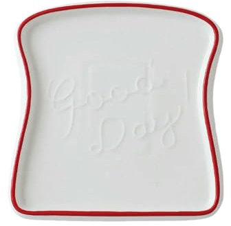 YLCYDLYU Assiettes Vaisselle Ménagère en Céramique en Forme De Pain, 3 Pièces, pour Petit-Déjeuner, Toast, Salade, Fruits, Collation-Rouge-A