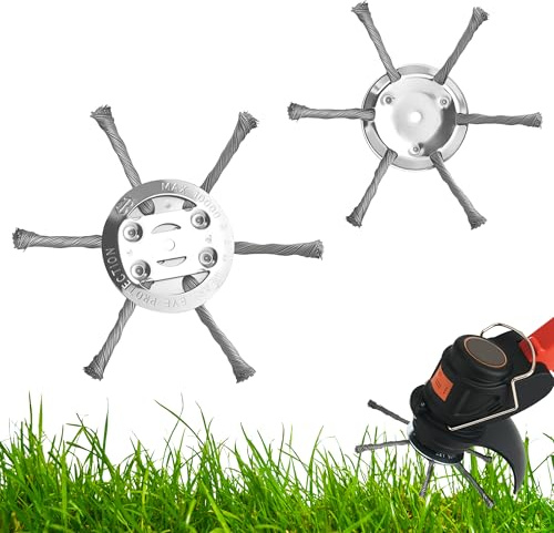 2PCS Steel Wire Grass Trimmer Head - Grass Petrol Strimmer Head 6 inchs Brush Head for Brush Cutter Attachment Replacement Tool, Garden Moss Rust Weed Removal (6 Head)