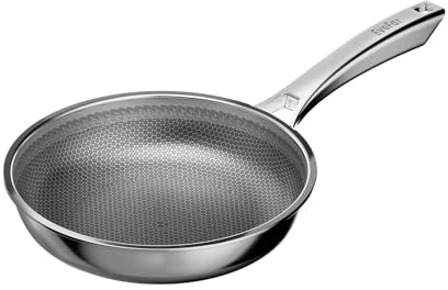 EvoFar 28cm Tri-Ply Stainless Steel Non Stick Frying Pan | Induction Pan for Even Heat Cooking, Heat-Resistant Handle, Suitable for All Hobs, PFOA & PFAS Free