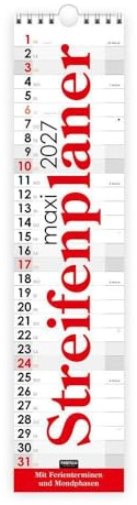 TRÖTSCH - Streifenkalender Maxi Rot 2027: Wandkalender Notizkalender