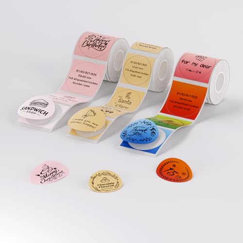 NIIMBOT 3 Rouleaux d'étiquettes B1/B2/B21/B3S/B31/B4/K3 | Idéal pour la cuisine, l'école, le bureau, les dossiers, les prix, étiquettes pour cosmétiques