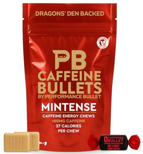 Caffeine Bullet Mint Energy Chews *4 – Faster Kick Than Pills, Gels and Gum. 100mg Caffeine - Sport Science for Running, Cycling, Gaming & A Pre Workout Endurance Boost.
