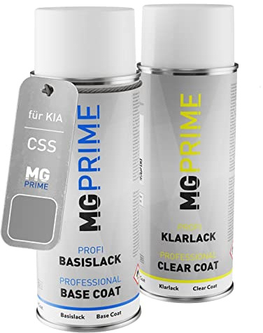 MG PRIME Billack Spray can set för KIA CSS/CS Lunar Silver Metallic/Lunarsilber Metallic Base coat klarlack spray can 400ml