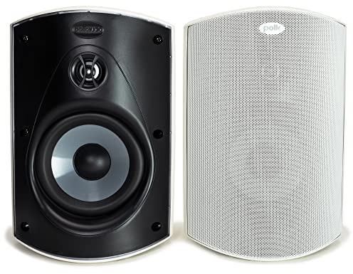 Polk Audio Atrium 6 Outdoor Speakers with Bass Reflex Enclosure (Pair, White) - All-Weather Durability | Broad Sound Coverage | Speed-Lock Mounting System (Renewed)