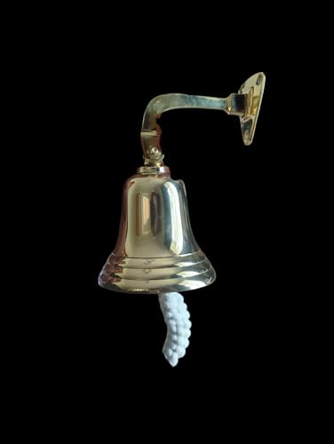 SOLID 8.5 cm BRASS SHIP PUB DOOR BELL WITH HEAVY MOUNTING BRACKET& LANYARD Last Order Bell ~ Ships Bell ~ Wall Hanging Bell Pub ~ School ~ Diner