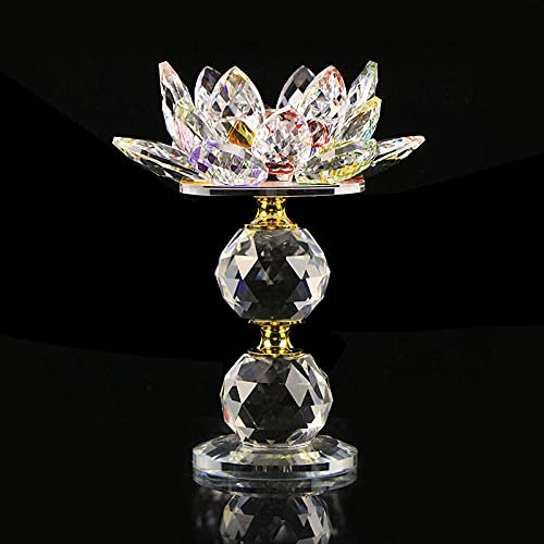 7 Farben Kristallglas Lotusblume Metall Kerzenhalter Feng Shui Home Decor Big Teelicht Kerzenständer Halter Candlestick Decor-Colourful