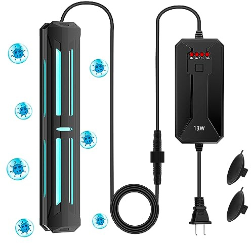 Aquarium Clean Light，13 W Submersible Light with Timer,Aquarium Water Clean Green Clear Waterproof Clean Lamp for Pond,Swimming Pool,Indoor