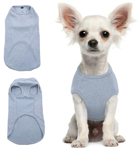 Hjumarayan Maglietta Cane - Magliette per Cani Sottile Maglione Estiva Cane Taglia Piccola Maglia per Cani, Maglioncino a Righe Maglia Elastico (Blu XXS)
