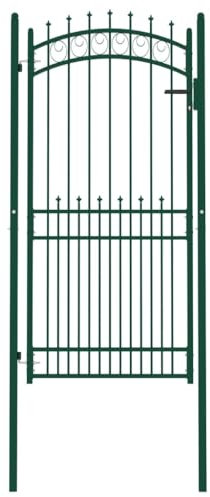 vidaXL Zauntor mit Spitzen Gartentor Hoftor Gartentür Gartenpforte Hoftür Zauntür Gartenzaun Tor Tür Pforte Metalltor Stahl 100x200cm Grün