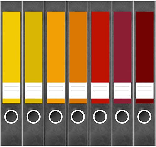 Etiketten für Ordner | Farbmix Gedeckte Farben | 7 Aufkleber für schmale Ordnerrücken | Selbstklebende Design Ordneretiketten Rückenschilder