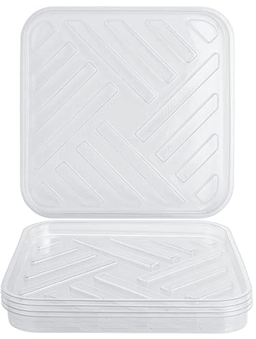 Idyllize Lot de 5 soucoupes carrées transparentes en plastique de 27,9 cm pour plantes d'intérieur et d'extérieur, soucoupes épaisses durables pour pot de fleurs (27,9 cm)