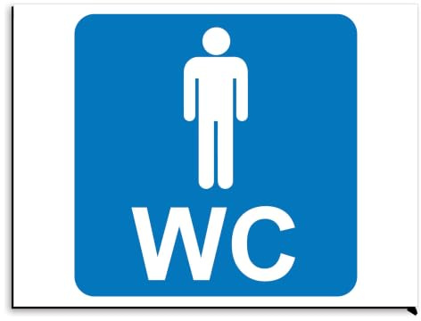 Schild für WC-Schilder, für Herren, aus Aluminium, 20 x 15 cm, Blau