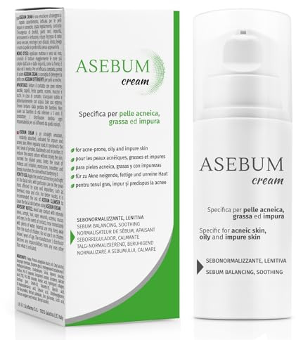 Asebum Cream | Crema antiacné | Combate el acné, las espinillas y los puntos negros| Crema facial para piel grasa y con acné| Elimina el sebo | Efecto opacificante | 95% natural