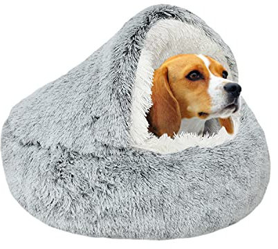 Beruhigendes Hundebett, Flauschiges Plüsch-Katzenbett, für mittelgroße und kleine Hunde, waschbar, Anti-Angst-Haustierbett, große Katzenbett für Katzen Hunde im Innenbereich.No.: 015002802-0001