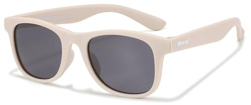 Maesy Occhiali da Sole Bambini Lino 3-6 Anni - Lenti Polarizzate UV400 Categoria Filtro 3 - Montatura Flessibile - Design Quadrato, Sicuri e Confortevoli - Lino, Beige Ecru