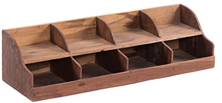 DESIGN DELIGHTS Organizer Storage 80 | Mahagoni Holz, 80 cm, Vier Fächer | Holz Ablage, Büroorganizer, Holzregal, Schreibtisch Ablage