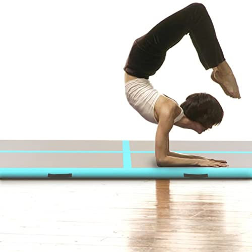 JUNZAI Inflatable Gymnastics Mat with Pump 300x100x10 cm PVC Green,inflatable Gymnastics Tumble Track Gym Mat for Home Use,Training,Cheerleading,Yoga,Water Fun