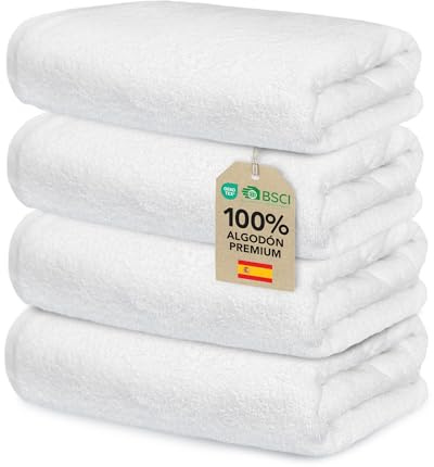 Ôhm Handtuch Baumwolle 50x100 cm Weiß 4er-Set | Kompaktes Format für schnelles Händetrocknen in Küche oder Bad, ohne Fusseln zu hinterlassen.