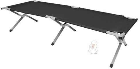 Cannoli Klappbares Feldbett, Geräumiges Campingbett, Reisebett-Belastbarkeit bis 150 kg, Tragbarer Loungesessel, Geeignet für Indoor, Outdoor, Strand und Garten (190 * 62 * 42 cm – schwarz)