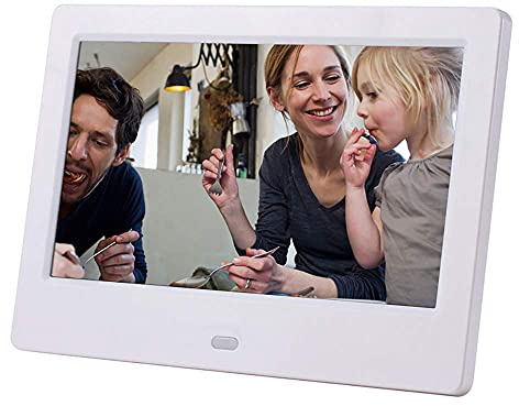Spacmirrors 8 Inch Digital Photo Frame Human Body Induction Mp3/Mp4 Player 7 Video Player Electronic Picture Album Wedding Gift With Display Stand (White)