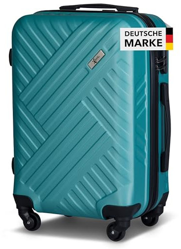 Xonic Design Boardcase Reisekoffer - Hartschalen-Koffer mit 360° Leichtlauf-Rollen - hochwertiger Kabinen-Trolley mit Zahlenschloss - Hand-Gepäck in 55x35x20cm ((Boardcase Seegrün, S))