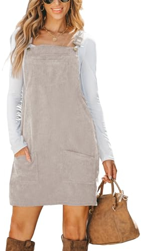 CUPSHE Abito autunnale da donna in velluto a coste con tasca anteriore e collo quadrato, spalline larghe, stile casual, arancione, L