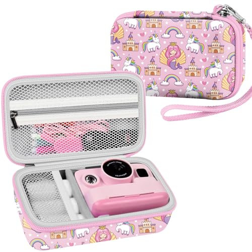 Leayjeen Funda Protectora para Cámara de Fotos Instantánea Infantil Compatible con Gofunly/CHAKEYAKE/GREENKINDER/CAMCLID y Papel de Impresión, Cumpleaño Regalos para niños (Solo Funda) Unicornio Rosa