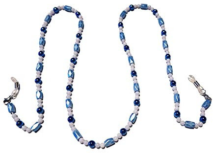Edelstein Brillenkette blau Chalcedon Hämatit Brillenband DisplayLength 70