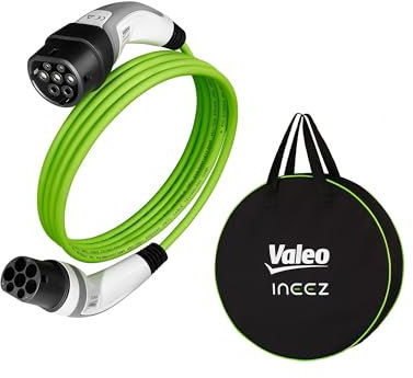VALEO Ineez - 652102 - Câble de Charge pour véhicules électriques ou Hybrides Rechargeables avec Sac de Transport - Type 2 vers Type 2-3,7 KW - 5 mètres