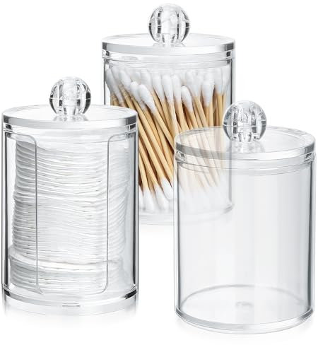 3 Stück Wattestäbchen Behälter, Wattepadspender, Wattepads Aufbewahrungbox, Wattestäbchen Halter für Wattebällchen Wattebausch Kosmetik Behälter Box Badezimmer Schminktisch Organizer Zubehör Deko