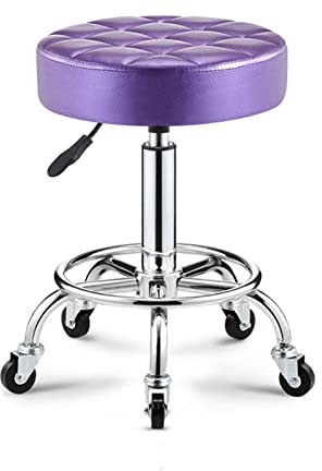 Drehhocker mit Rollen, rund, PU-Leder, Rollhocker, höhenverstellbar, Arbeitsstuhl, Büro-Schreibtischhocker für Spa, Salon, Tattoo, Arbeit, Mokka (Kaffee)