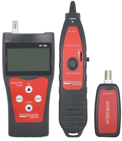 Probador de Cables de Red Probador LAN De NF-300, Probador De Cable RJ45 RJ11, Probador De Cable Coaxial De Red LCD, Rastreador De Cables, Red Antiinterferencias Fácil de Leer