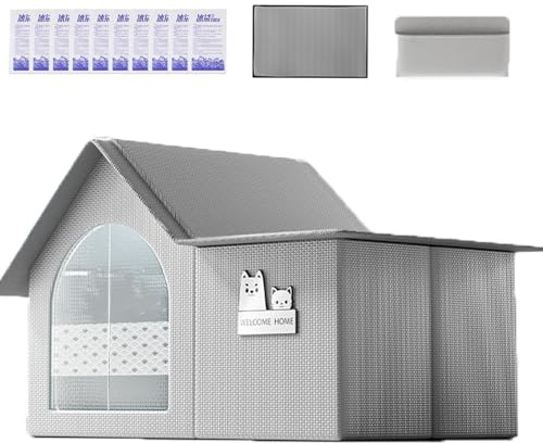 Argumub Katzen Kühlhaus, Kühlhaus Katze Faltbares Sommer Haustier Kühlhaus Mit Eisbeutel Kühlendes Haustier Hunde Katzenzelt Im Freien Oxford Katze Kühlbett Matten Haus Kommt Mit Eisbeutel (Grey, L)