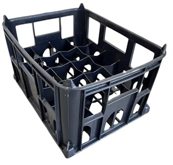 Tall Plastic Milk Crate - to suit Beer or Milk Bottles 20 Bottle Capacity Black