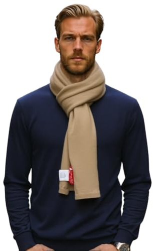 profili di Toscana - Sciarpa Cashmere Donna Uomo (35x180 cm) Sciarpa Invernale Firmata Unisex, Tessuto di Alto Lusso, Lavorazione Fine e Precisa Made in Italy, Leggera e Comoda da Indossare (Beige)