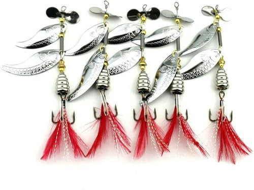 cucharas de Metal, anzuelos de Pesca con Plumas, Cola de Gallo, cucharillas giratorias para Pesca de lubina, Trucha, Aparejos de Pesca, cebos de 9 cm a 11,7 g, cucharillas giratorias, cebos Giratorio