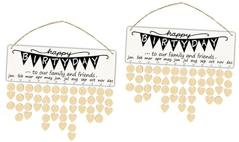 DIYEAH 2st Diy-kalender Geburtstagsplakette Geburtstagskalender-plakette Kalender Zur Geburtstagserinnerung Geburtstags-board-tag Familie Freunde Geburtstagskalender Etikett Black Hölzern