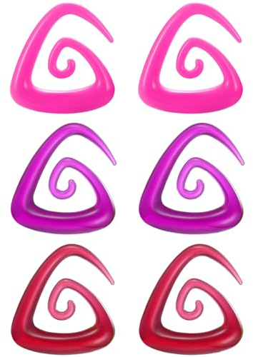 Decentraland 3 Paar Dreieck 10 mm(00 G) Acryl Dehnspiralen Plugs Tunnel Kegel Dehnungsschnecke Acrylkegel Dehnschnecke Set Ohrringe Dehnstab Piercing Spirale Ohr Expander Frauen Herren Rosa/Lila/Rot