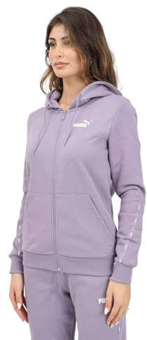 PUMA Felpa con Zip Ess Tape Lilla da Donna S