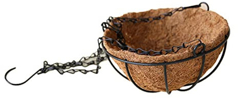 BEBEMOKO 30,5 cm großer Metall-Hängetopf mit Kokosnusskorb, runder Stahldraht, Pflanzenhalter für Innen- und Außendekoration, 30 cm Hängetöpfe für Garten und Balkon