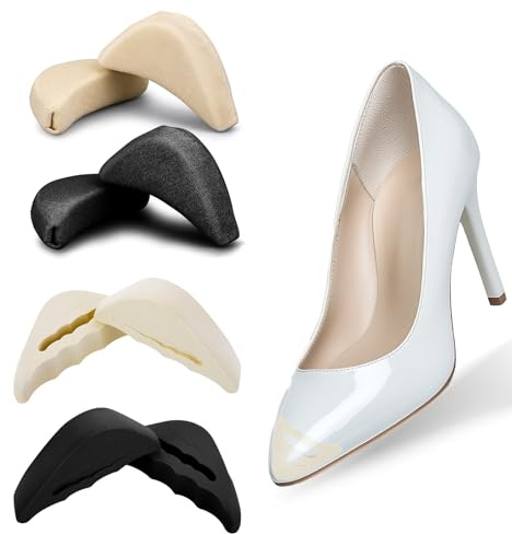 COMNICO Lot de 4 paires de coussinets de remplissage éponge doux, respirants, réutilisables pour avant-pied talons hauts, femmes