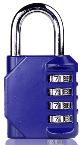 Newhouse Hardware Cadenas à combinaison étanche à 4 chiffres en acier bleu NHH-NUMLK-BLU, serrure à combinaison pour casier, boîte à outils et armoire de rangement extérieure, cadenas idéal pour