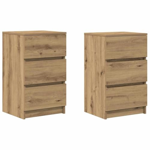 vidaXL Nachttische mit 3 Schubladen 2 STK. Artisan-Eiche 39x35x65 cm